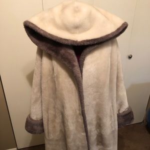Vintage 50s Faux Fur Swing Coat w/hood!